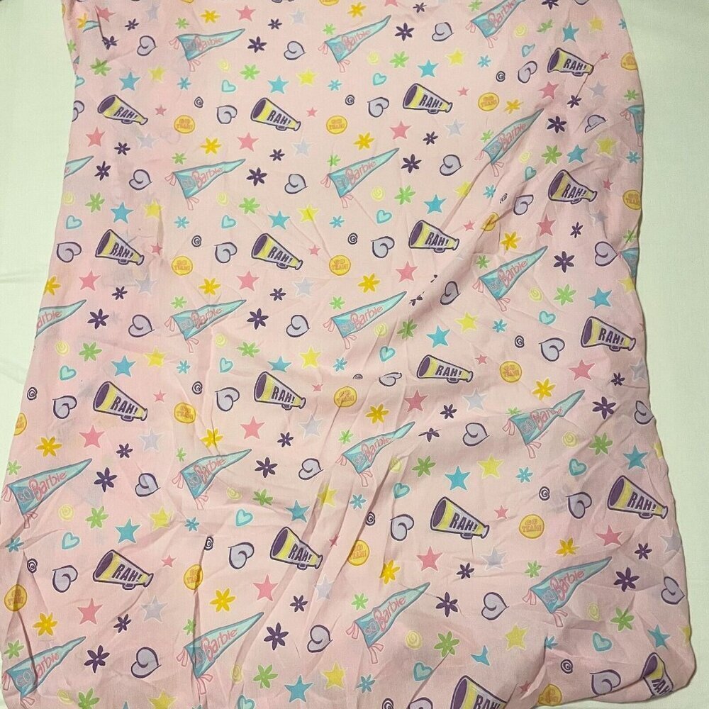 Vintage 1998 Barbie Cheerleader Go Team Cheer Full Fitted Sheet
